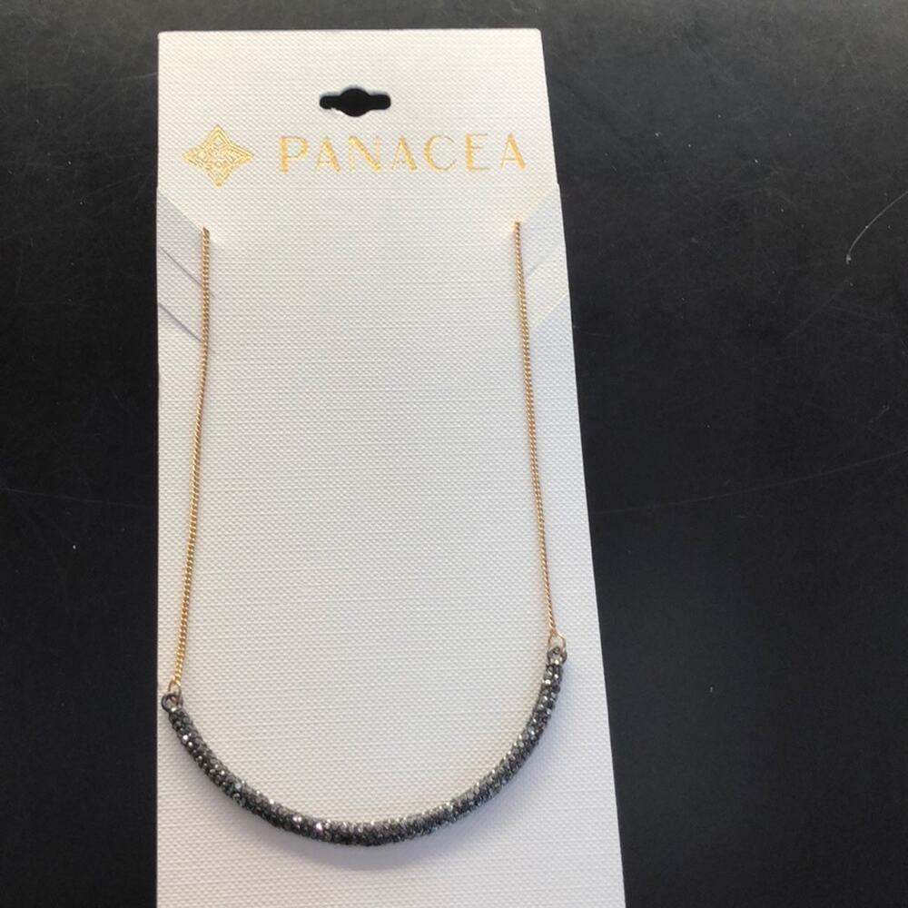 Panacea Prom Homecoming New Years Eve Party Gift Hematite Curved Bar Necklace